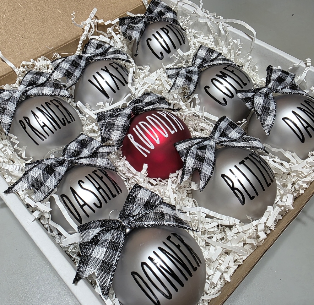 9 Reindeers Christmas Ornament Set Cute Holiday Tree Ornaments for Christmas